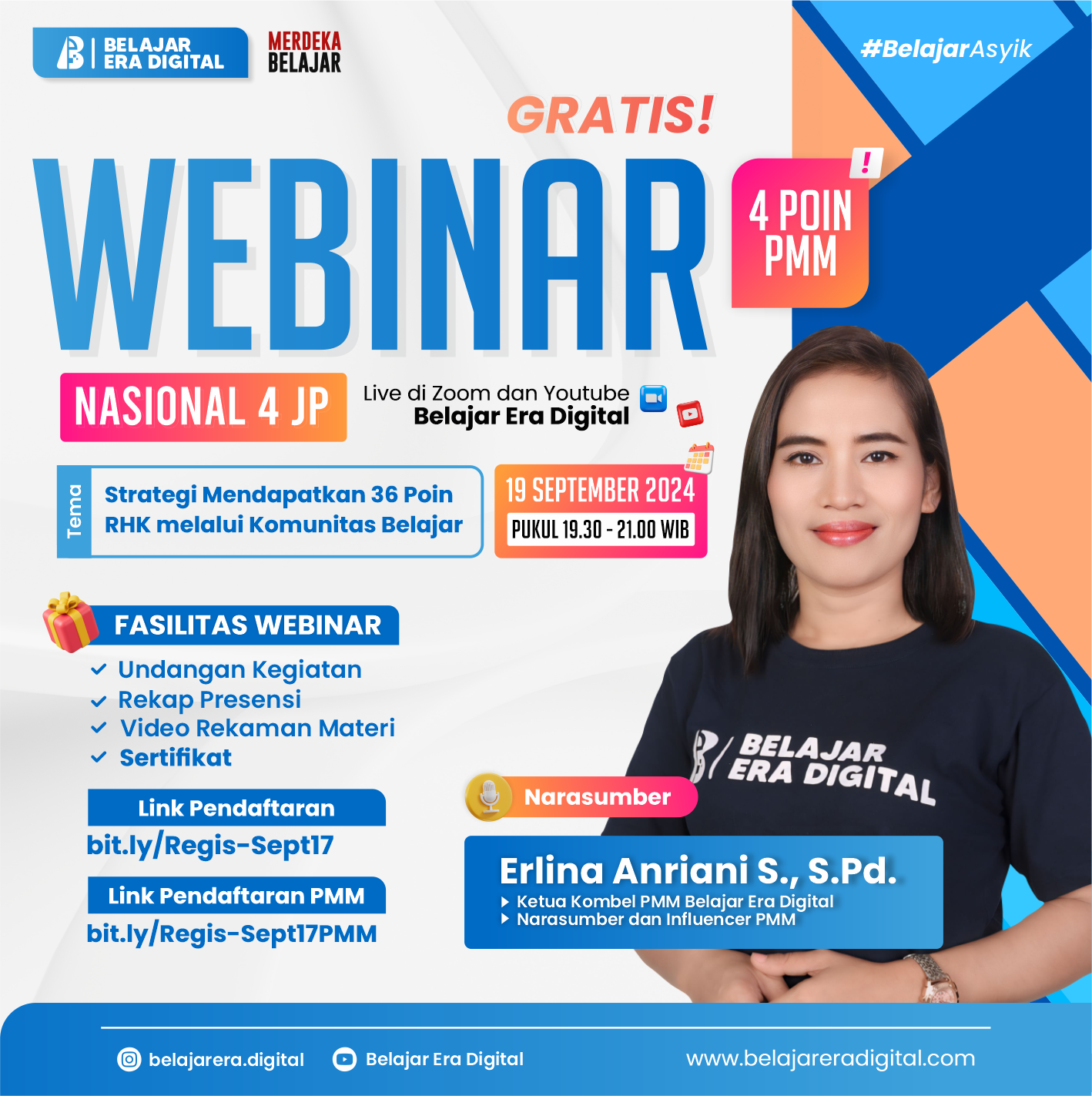 Webinar 4JP (4 Poin PMM) : Strategi Mendapatkan 36 Poin RHK melalui Komunitas Belajar (19 September 2024)